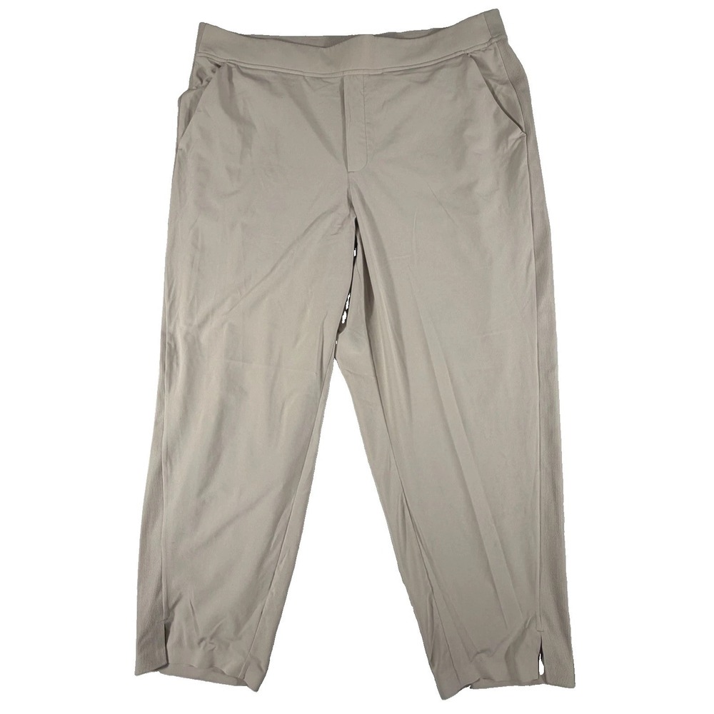 Athleta Pants Women's Sz 18 Beige Brooklyn Ankle Stretch Pull On Tapered Preppy